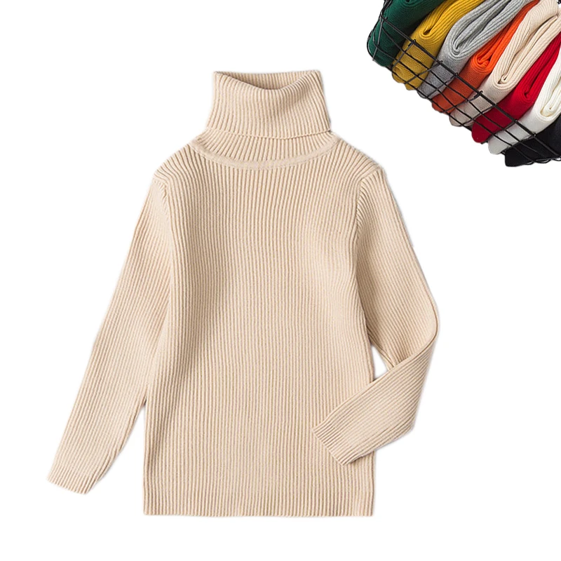 

Kids Winter Sweaters Pullovers Candy Color Children Casual Solid Cotton Sweaters Turtleneck Girls Boys Sweaters White 12M-6Y