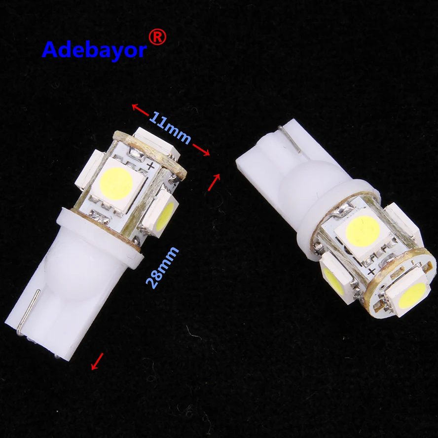 

12 pcs T10 Ceramic 194 168 W5W motorcycle Light 5050 5 smd Leds Interior Bulbs Car Clearance Signal Lamps white red blue 7 color