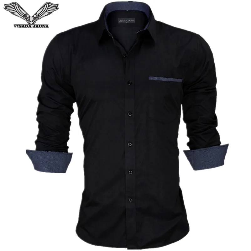 

VISADA JAUNA Europe Size Men Shirt 2017 Spring New Arrival Patchwork Casual Male Brand Clothing Long Sleeve Slim Fit Shirts N81