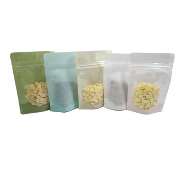 

500Pcs Colorful Clear Stand Up Food Storage Ziplock Plastic Paper Packaging Bag Reclosable Zipper Dry Fruits Tea Packing Pouches