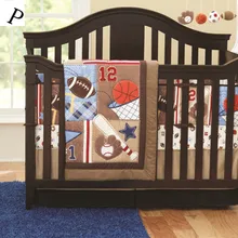 Промо-акция! Комплект постельных принадлежностей для маленьких мальчиков, 7 шт., комплект детской кроватки с животными для мальчиков, хлопок(бампер+ пододеяльник+ покрывало+ юбка для кровати