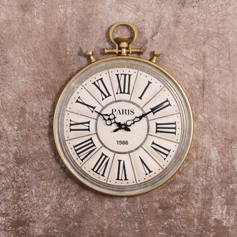 1PCS Beautiful 50cm Large Vintage Pocket Watch Style Roman Numerals Wall Clock Home Decor Round Shape Style