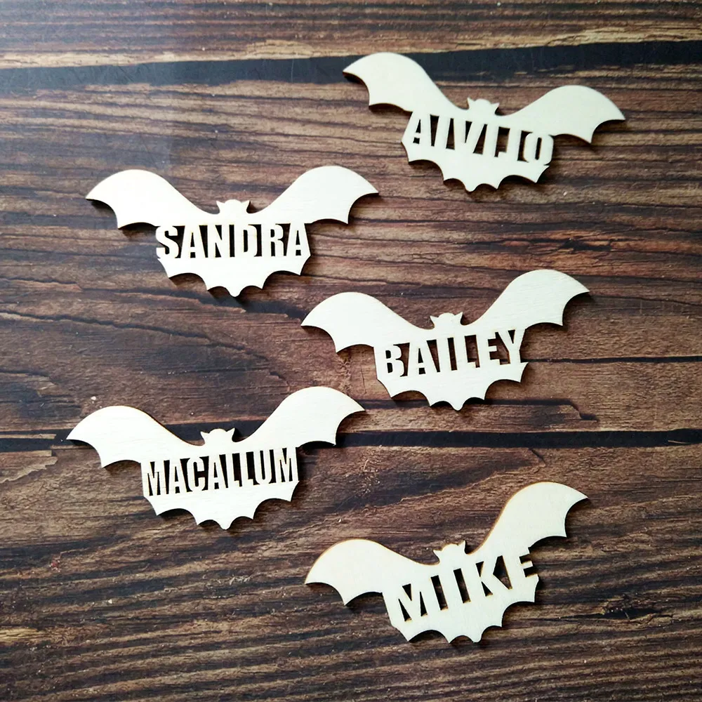 10pcs wooden custom personalized bat shape 10 different names
