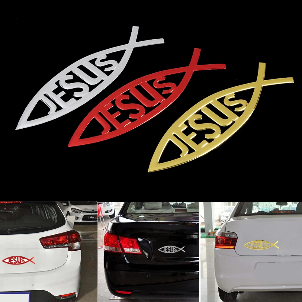 

3D JESUS Fish Car Styling Sticker Universal Christian Jesus Fish Symbol Logo Car Emblem Badge Sticker Decal Car-styling