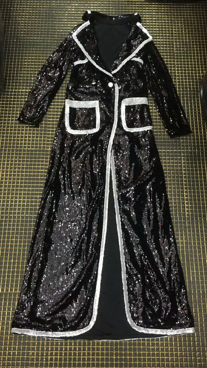 Новые модные черные пальто женские расшитая блестками куртка с v-образным вырезом трикотажные знаменитые вечерние бандажные куртки оптом