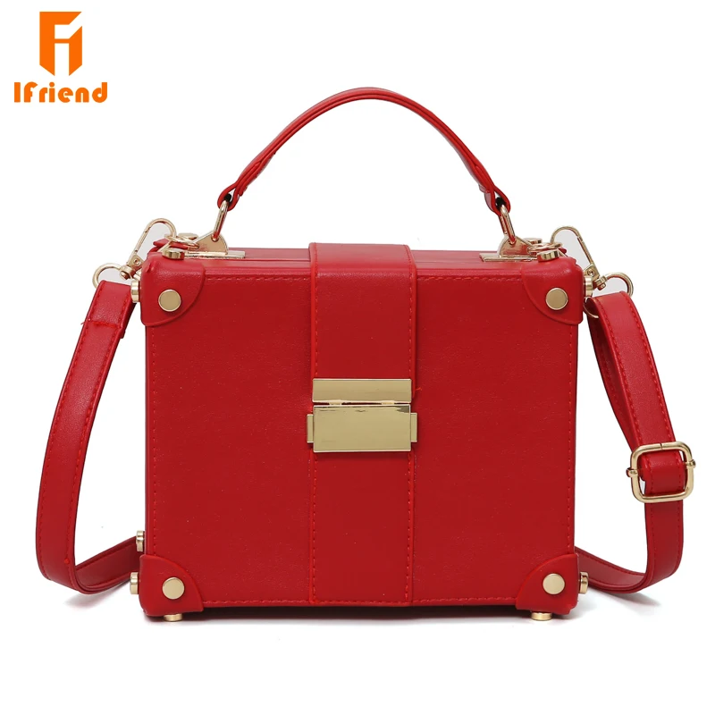 Ifriend Fashion Box Shape PU Leather Sohulder Bag Casual Buckle Handbag Women Messenger Crossbody Bag For Ladies Tote Bag