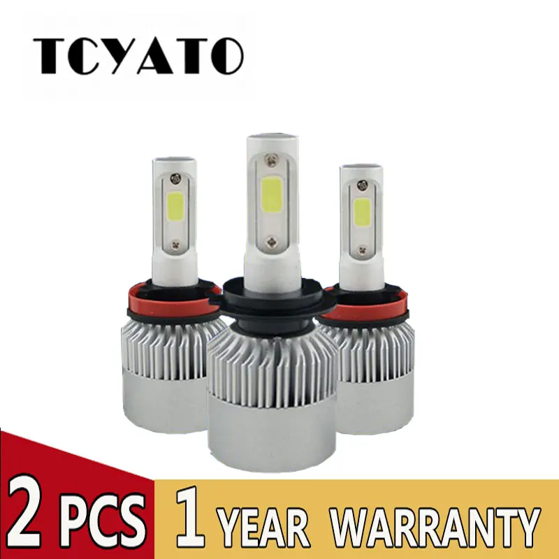 

TCYATO 3chips for 9007 9004 H13 H4 LED Bulb Car Headlight 72W 6500K COB 2 chips for 9012 9005 9006 H1 Led H7 Bulb H3 H11 Car La