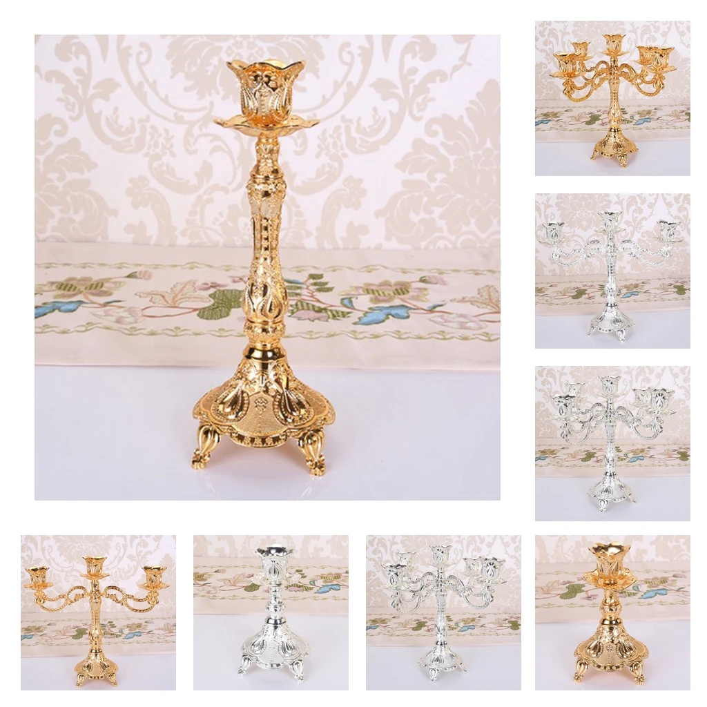 1/3/5 Heads Vintage Desktop Candle Holder Candlestick Candelabra Mood Light Accessories Home Table Dining Decoratons