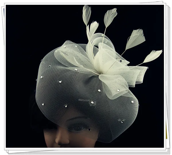 Чародей feaather, головной убор, высокое качество шляпы Fascinator с бриллиантами декор для женщин; Свадебные украшения для волос; свадебное украшение вечерние головные уборы FS39