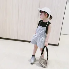 Летний детский комплект с жилетом и шортами для девочек, комплект из двух предметов в Корейском стиле для девочек