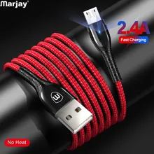 Marjay Micro USB кабель для быстрой зарядки для Xiaomi Redmi 7 телефонный кабели для Samsung Galaxy A9 Pro USB кабель зарядное устройство Шнур для huawei