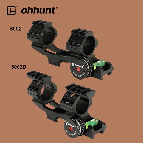 Escopo de Montagem Ferroviário com Trilho de Flutuação Livre e Nível de Bolha Ohhunt Caça Offset Bi-direção 30mm Anéis 21mm Picatinny 25.4mm
