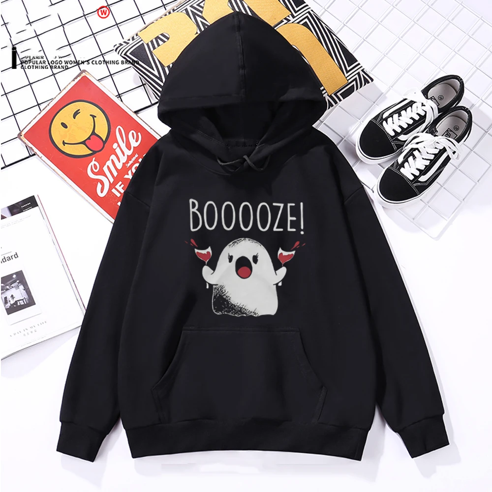 HALLOWEEN Costume Funny Halloween Hoodie Boos Hallowine Ghost Cute