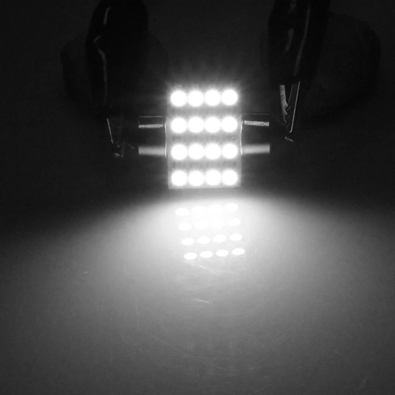 

1Pc 31mm 3528 16SMD LED Light Car Dome Festoon Double-Tip Roof License Plate