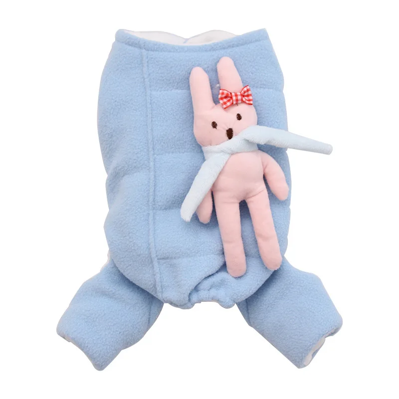 

New Cute rabbit pet dog clothes autumn and winter Teddy small dog Pomeranian bear law puppies pet four feet cute cotton coat