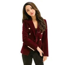 New Arrival Spring Autumn Women Blazer Gold Button Slim Long Sleeve Velvet Blazer Office Lady Work Office Small Suits Outwear