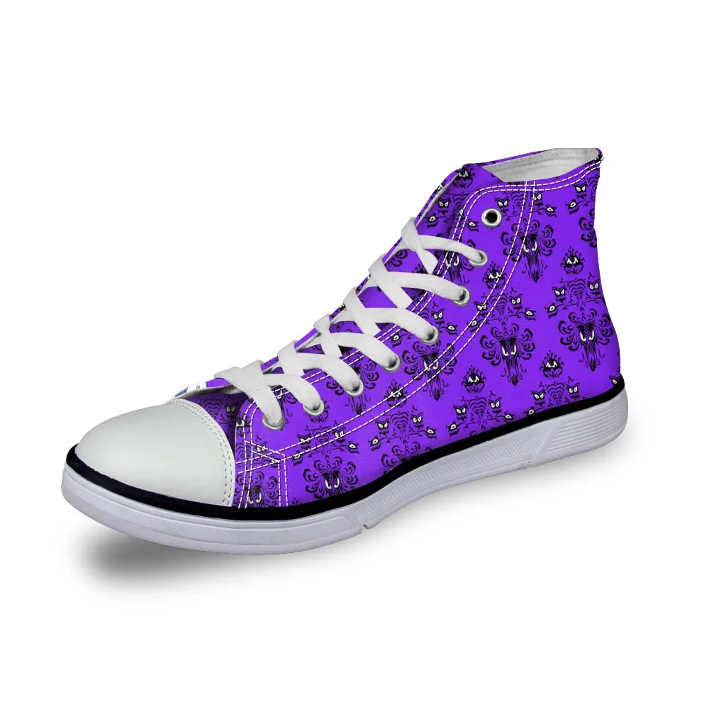 ELVISWORDS; женская парусиновая обувь с изображением особняка с привидениями; дышащие женские повседневные кроссовки на шнуровке; женская обувь; Цвет фиолетовый; tenis feminino