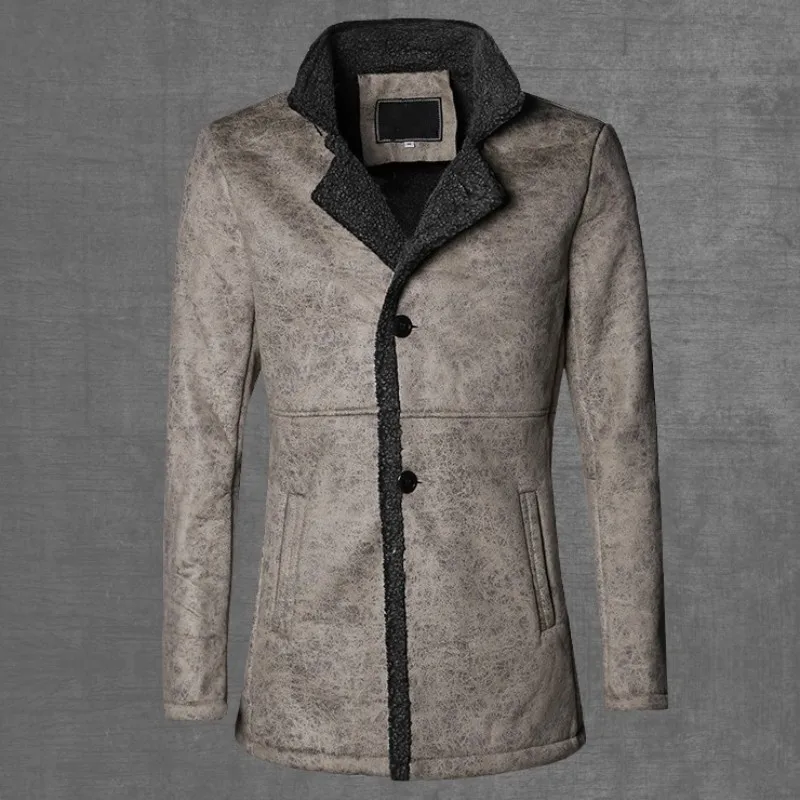 High Quality Luxury Mens Faux Fur Coats Casual Single Breasted Pocket Outerwear Mens Winter Thick Warm Fleece Lining Coat S-2XL