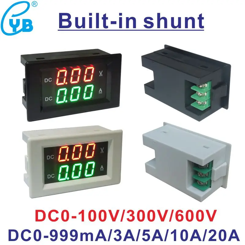DC100V 300V 600V Цифровой вольтметр Амперметр DC999mA 3A 5A 10A 20A Панель Ампер Вольтметр