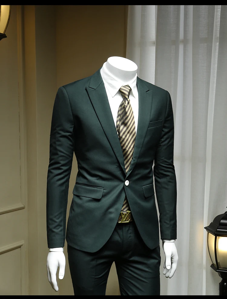 Мужской деловой костюм, куртка в европейском и американском стиле, мужские костюмы, приталеные блейзеры, мужские костюмы, мужской толстый темно-зеленый костюм, 365tz33