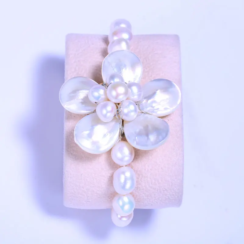 Deformity Bead 8-9 mm Five Petals Bells Of Hand-Made Woven, Elastic Rope Bracelet