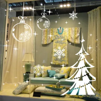 

DIY White Snowflake Merry Christmas Tree Wall Sticker Home Decor Festival Decoration Art Wall Decals Removable Wallpaper