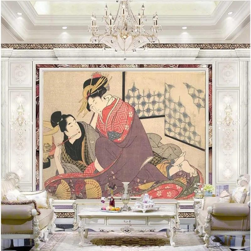 Free Shipping Ancient Japanese Sexual Art painting bedroom lobby custom mural 3D bathroom