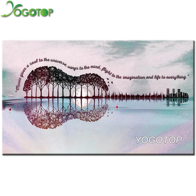 

YOGOTOP 5D Diamond Embroidery guitar lake scenery Diy Diamond Painting Cross Stitch Full Square Drill Mosaic Christmas QA617