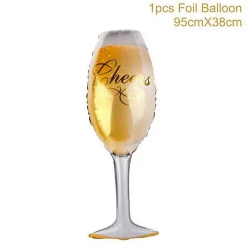 Кубок шампанского, бутылка, воздушные шары с надписью «Happy Birthday», воздушные шары для свадьбы из розового золота, вечерние воздушные шары для вина - Цвет: Glasses