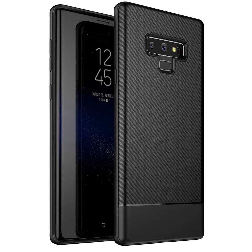 Бизнес углерода Примечание 8 чехол для samsung Galaxy Note 9 S10 плюс Note9 Coque для samsung Galaxy S8 S9 S10 плюс примечание 9 8 чехол - Цвет: Черный