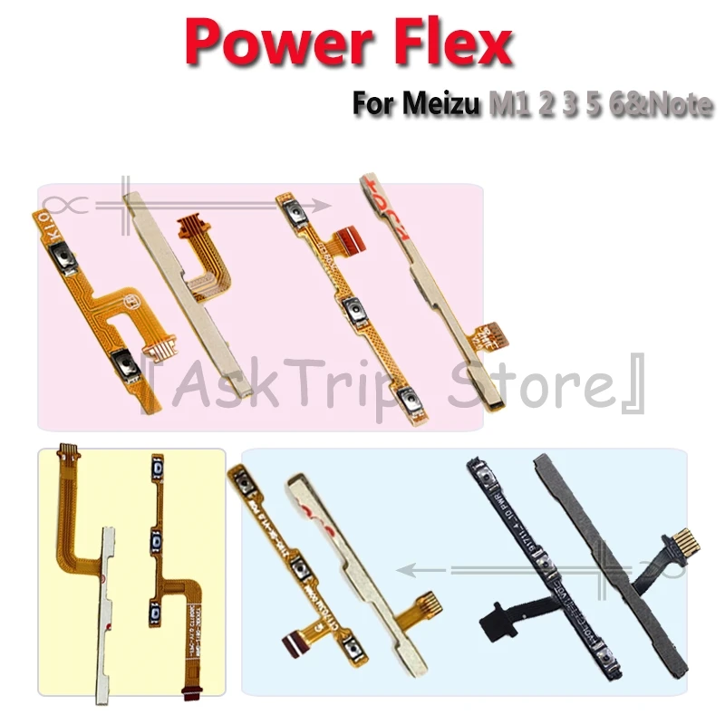

100% New For Meizu M1 M2 M3 M3s M5 M5s M6 Volume Switch On Off Button Key Power Flex Cable Note Metal U10 U20 Mobile Phone Parts