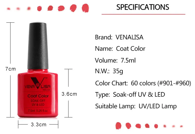 Поставка для дизайна ногтей Venalisa модный УФ-Гель-лак 7,5 мл замачиваемый лак для ногтей лак для рисования дизайн Гель-лак комбинация