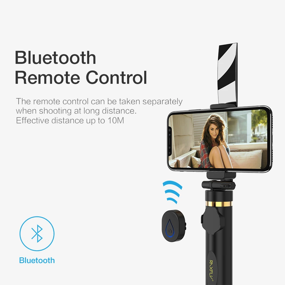 RAXFLY Wireless Bluetooth Selfie Stick For iPhone X 8 7 Handheld Foldable Tripod Mirror Remote For Xiaomi Selfie Stick