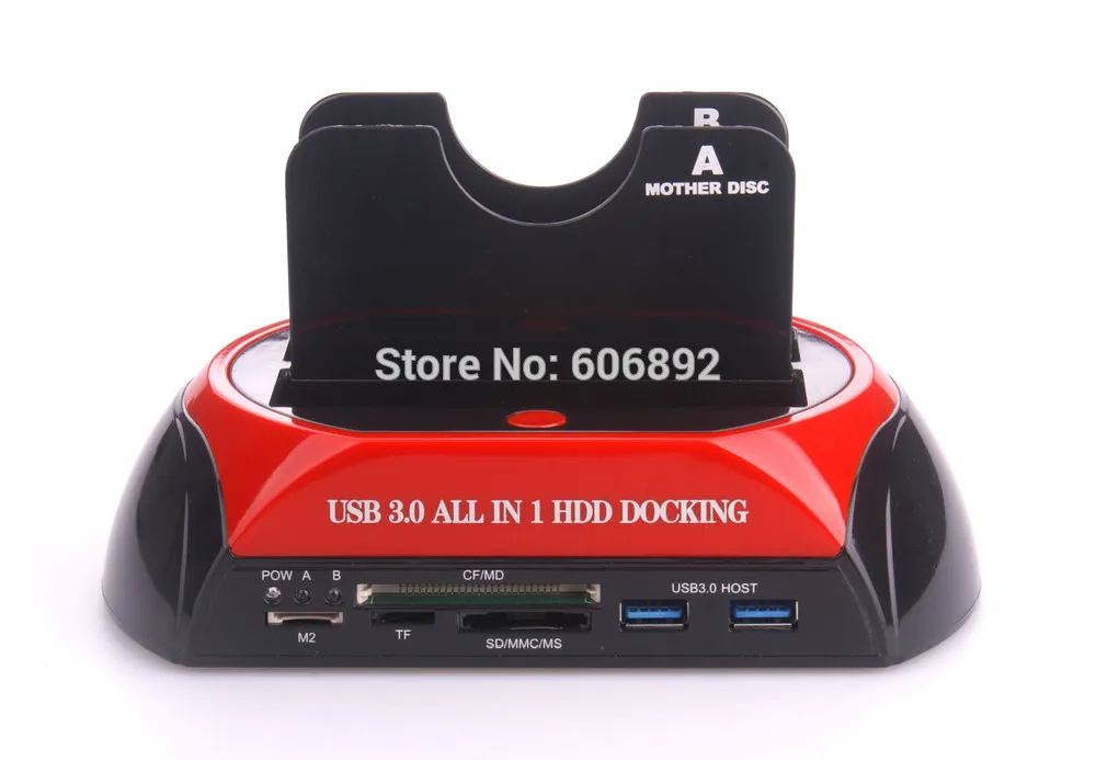 ФОТО Free Shipping 876U3c USB3.0 Dual SATA HDD Docking Station + All-in-1Card Reader USB HUB 3.0 with cloning Functiong