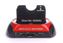Envío Libre 876U3c USB3.0 SATA HDD Docking Station + Lector USB HUB 3.0 con la clonación Functiong All-in-1Card