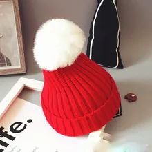 Милая детская зимняя теплая вязаная шляпа крючки для вязания шерстью Skullies Hat cap, эластичная однотонная модная Круглая Шапочка Шапка Кепка
