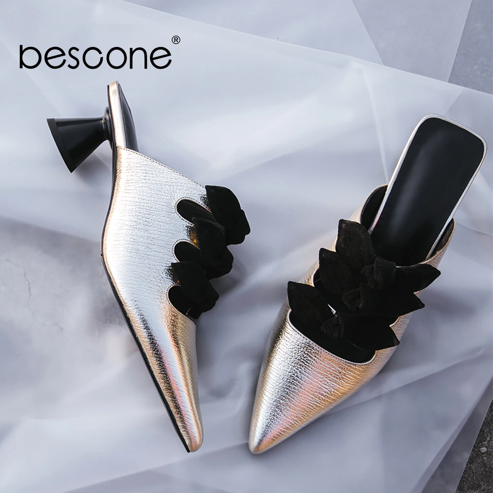 BESCONE Brand Sexy Women Shoes Top Quality Comfortable Genuine Leather Slingback Female Shoes Spike Heels Pointed Toe Pumps BO16 BESCONE Brand Sexy Women Shoes Top Quality Comfortable Genuine Leather Slingback Female Shoes Spike Heels Pointed Toe Pumps BO16
