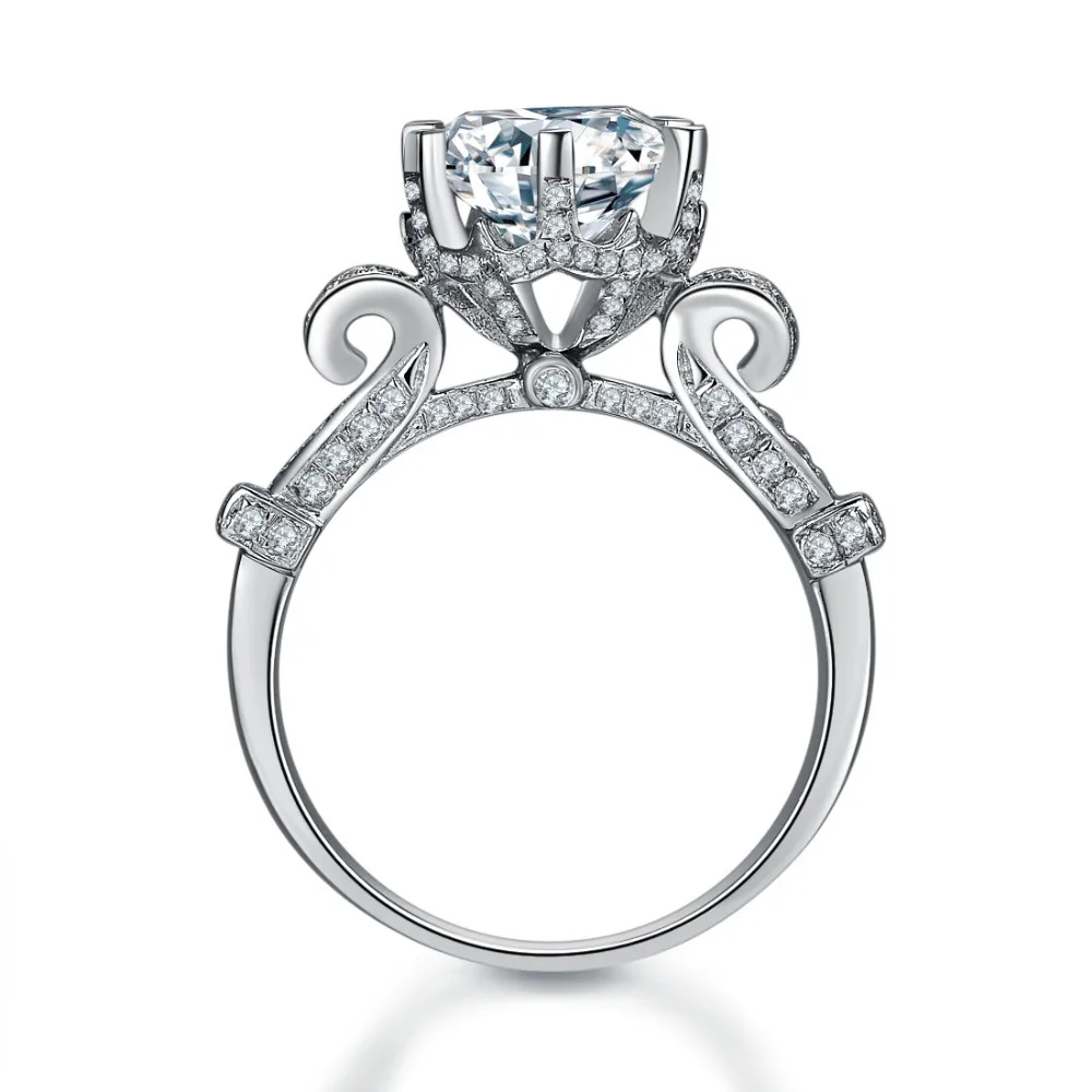 THREEMAN Solid Gold 14KT Stunning Round Cut 3Ct Best Synthetic Diamonds