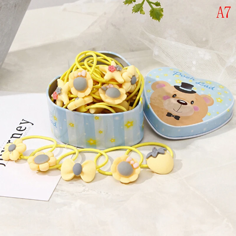 

20pcs/Lot Cute Cartoon Elastic Hair Bands Box Packed Flower Bowknot Rubber Headbands Hair Accessories Girls Headwear Gift New