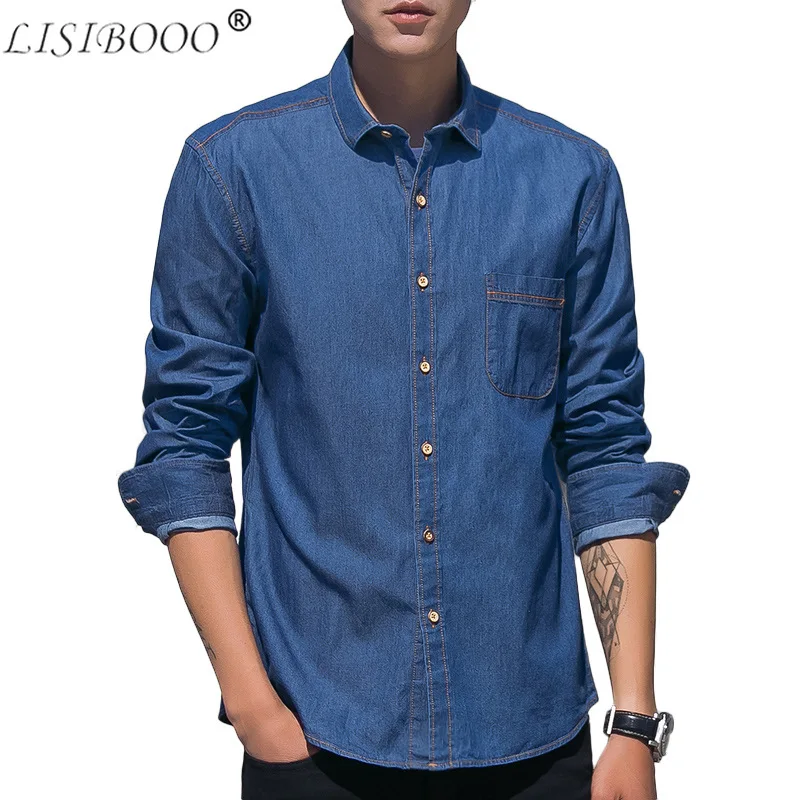 100% Cotton Denim Mens Shirt Cotton Slim Fit Casual Shirt Mens Denim ...