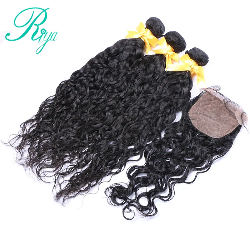 water wave bundles with 4X4 silk base closure  (1) - 