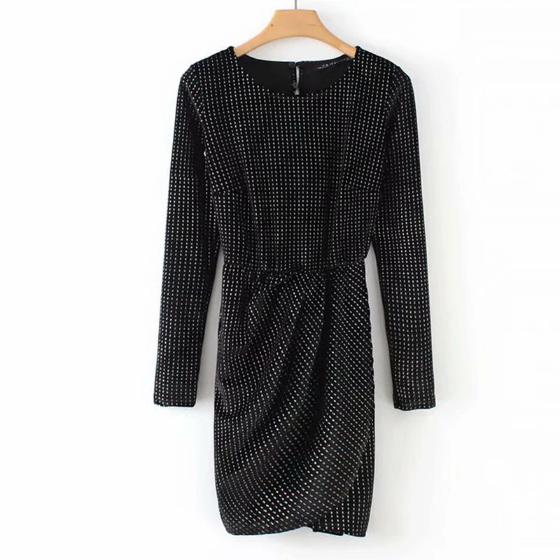 Women's Clothing Dress 2019 Round Neck Shiny Velvet Halter Irregular Dress Ms Summer Street Sexy Slim Fit Temperament Clothing