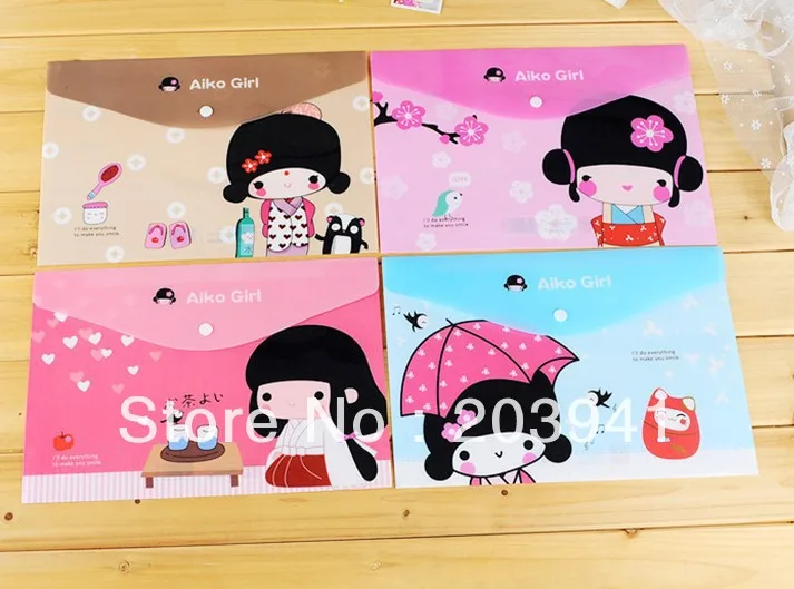 24 шт./лот Новый каваи японский стиль для девочек файл папка для документов мешок канцелярские Подача Производство A4 сумки оптом
