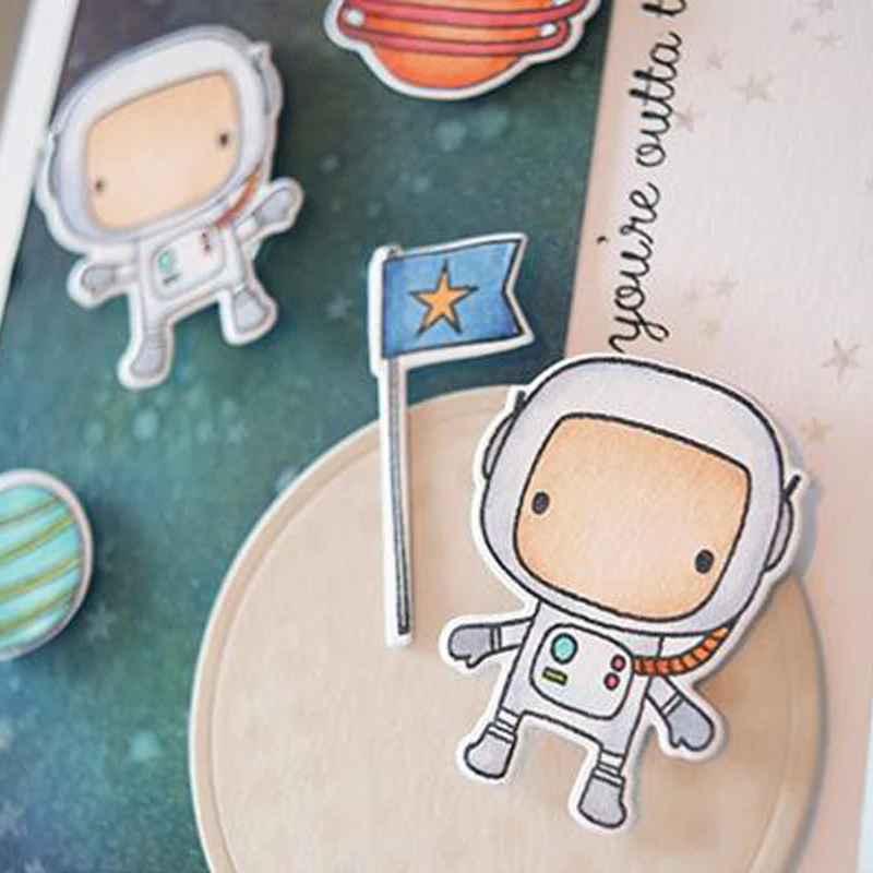 Astronaut In Space Transparent Clear Silicone Stamp Set DIY Scrapbooking Photo Album Cards Making Decorative Clear Stamp 4x6