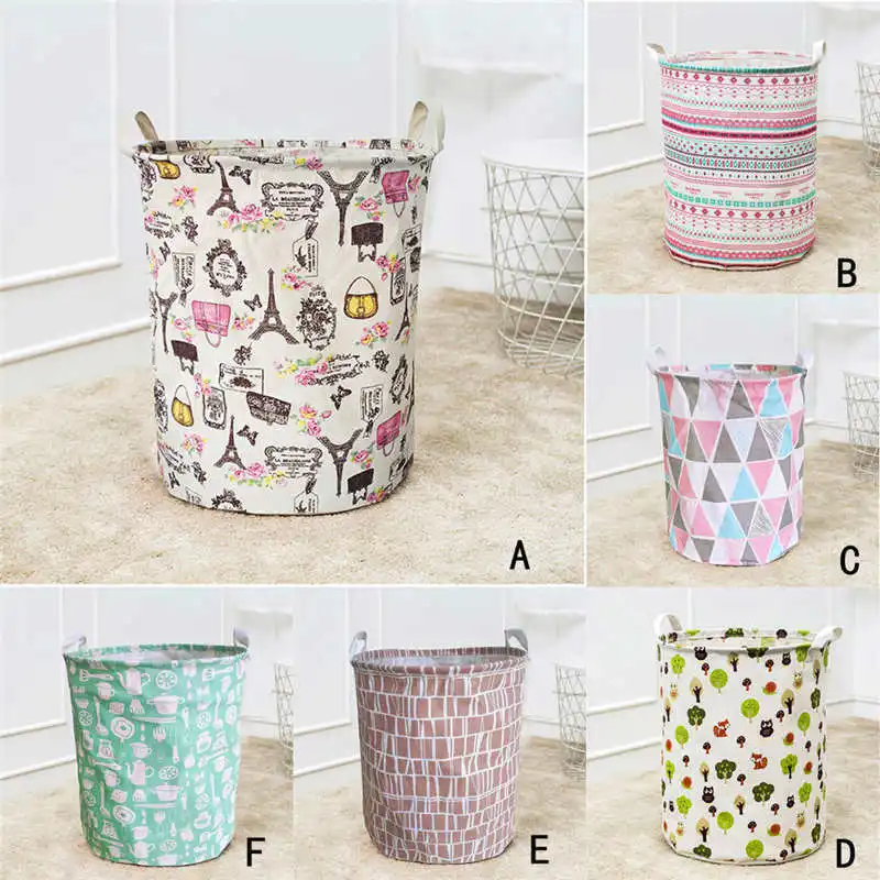 Waterproof Canvas Laundry Clothes Basket Storage Basket Folding Storage Box #2o17 (8)