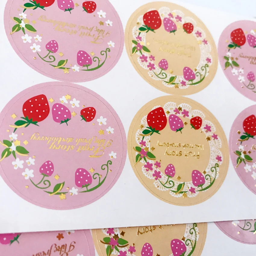 

80pcs/lot cute pink strawberry round adhesive paper seal sticker decorative gifts package label sealing sticker