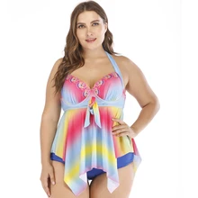 Цельный купальник женский Монокини большого размера купальный костюм винтажный Ретро Большой Размер Монокини женский купальный костюм Радужный 4XL