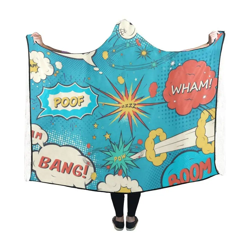 

Portable Wearable Fluffy Custom Hooded Blanket Woods Summer Decor Leaves Wearable Comfotable Hooded Throw Wrap RobeBed Blanket