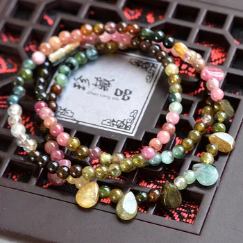 

3mm-4mm Natural tourmaline Round beads necklace jewelry Fine Beaded necklace Jewelry For women Gift with certificate