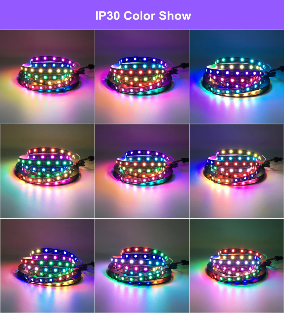 0 5 м 1 2 3 4 WS2812B 30/60/144 светодиодов/м пикселей 5050 rgb индивидуально адресуемых